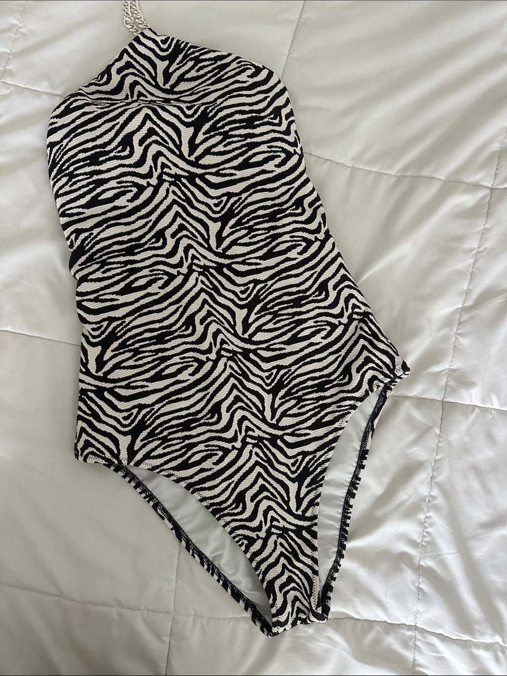 L'AGENCE Black and White Zebra One-Piece Swimsuit